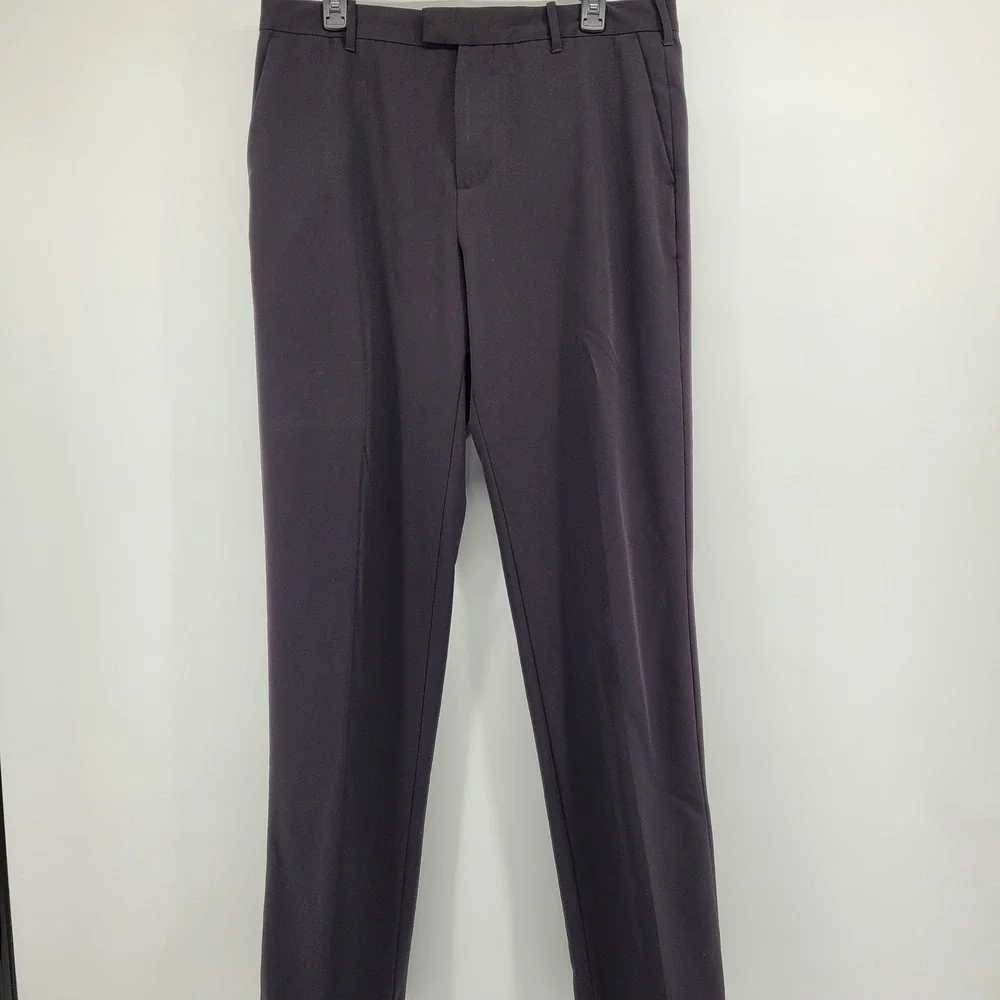 Van Heusen Flex Mens Straight Fit Dress Pants 34x34 Black Flat Front Office Wear